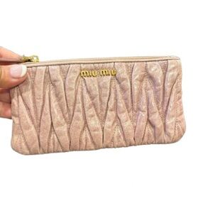 Miu Miu Matelassé Leather Mini Pouch/Clutch – Dusty Pink